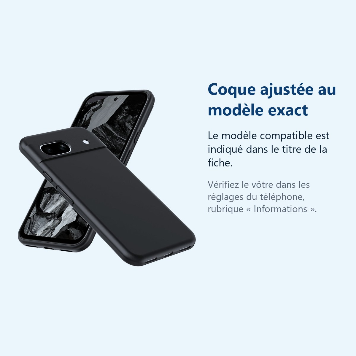 Accessoire ajusté au modèle exact – Coque Pour Google Pixel 8a Silicone Noir