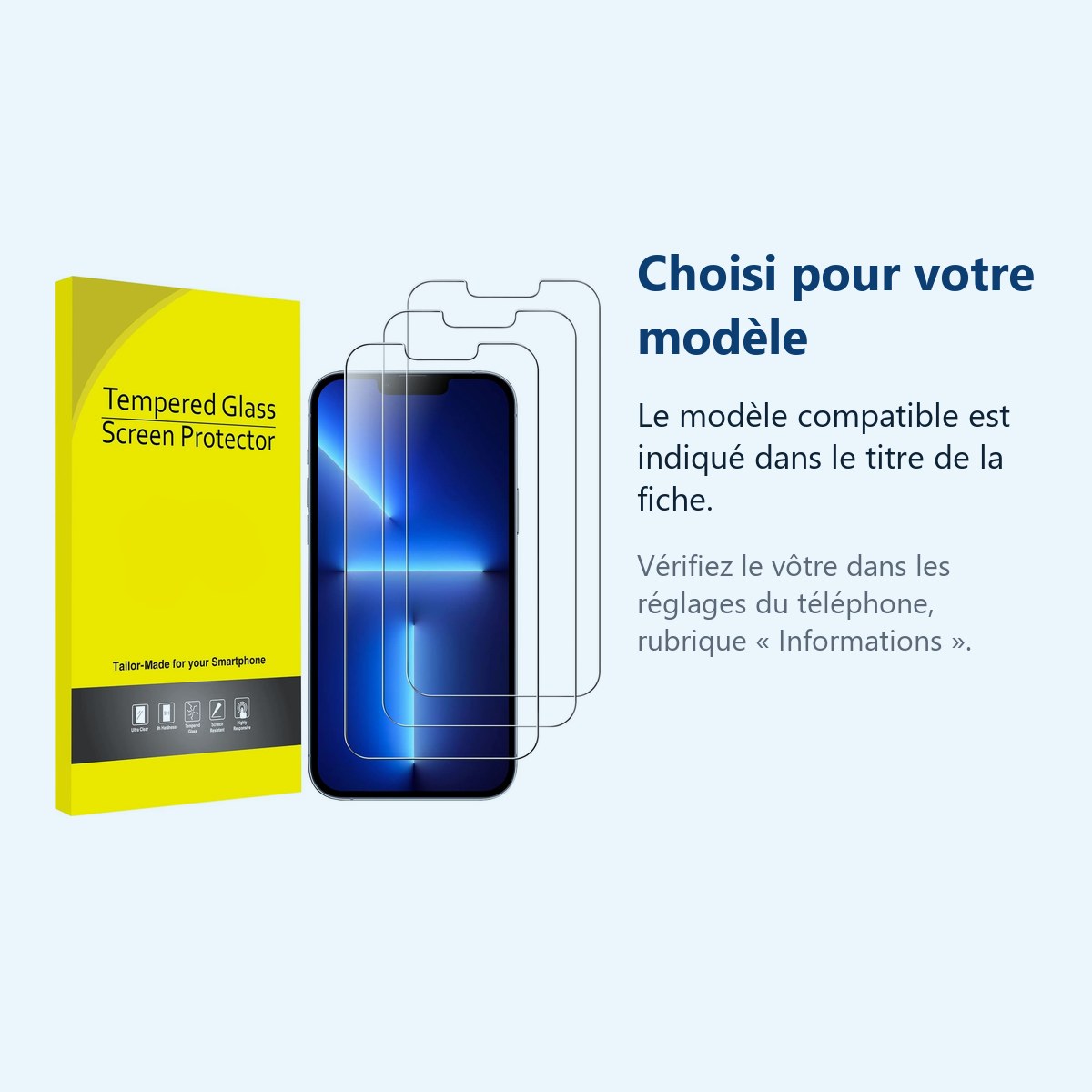 Accessoire ajusté au modèle exact – Verres Trempes X3 Pour iPhone 13 Pro Max