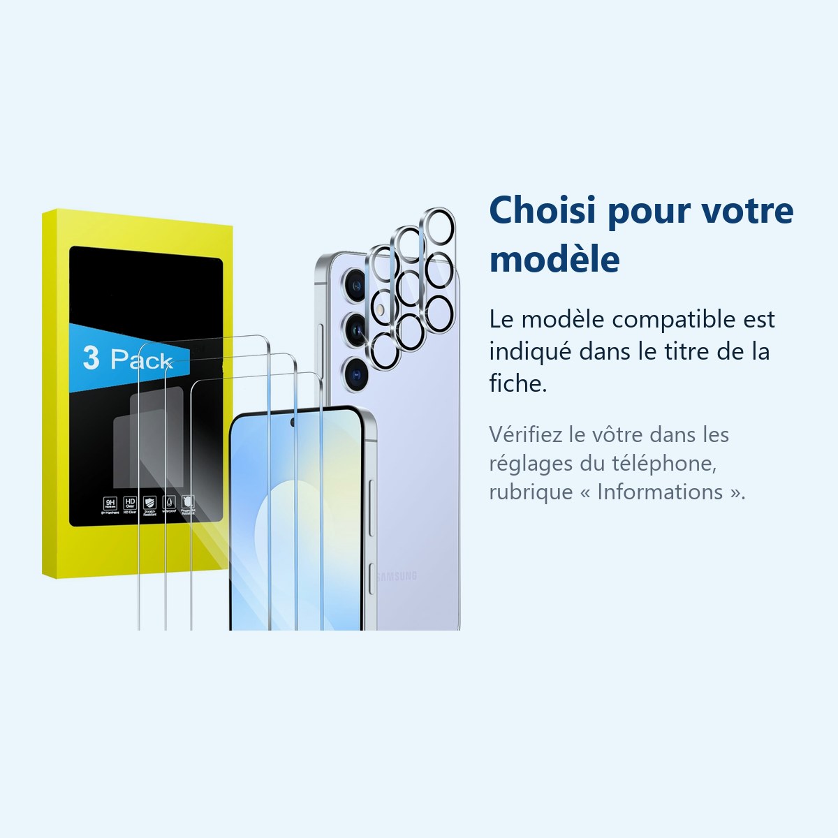 Accessoire ajusté au modèle exact – Verres Trempes et Protections Camera Arriere x3 Pour Samsung Galaxy S25 FE