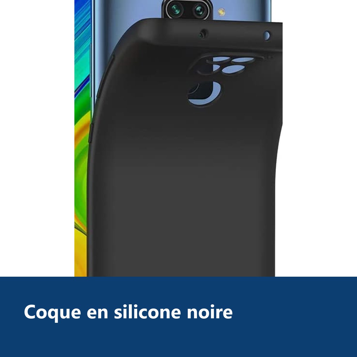 Vue de détail – Coque Silicone Couleur Noir Pour Xiaomi Redmi Note 9