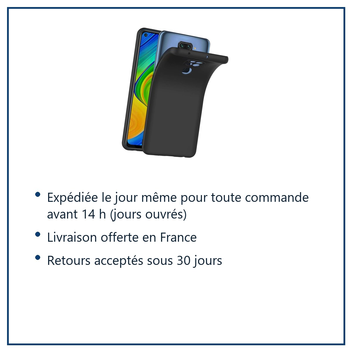 Expédition le jour même, livraison offerte, retours sous 30 jours – Coque Silicone Couleur Noir Pour Xiaomi Redmi Note 9