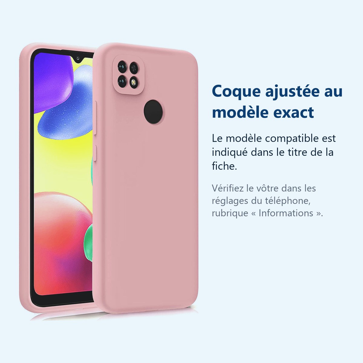 Accessoire ajusté au modèle exact – Coque Pour Xiaomi Redmi 10A Silicone Rose