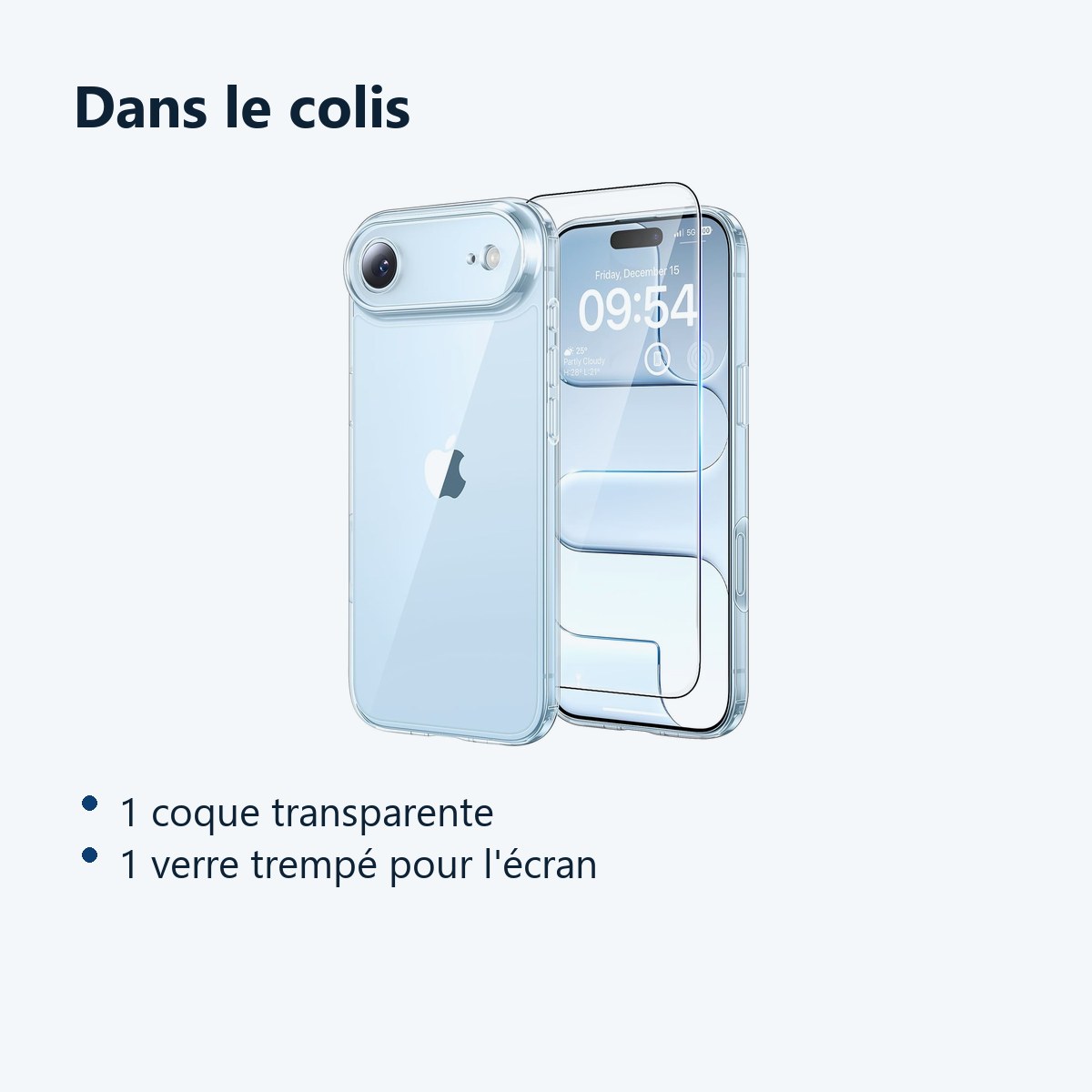 Contenu du colis – Coque Silicone Transparente + Verre Trempe Pour iPhone 17 Air