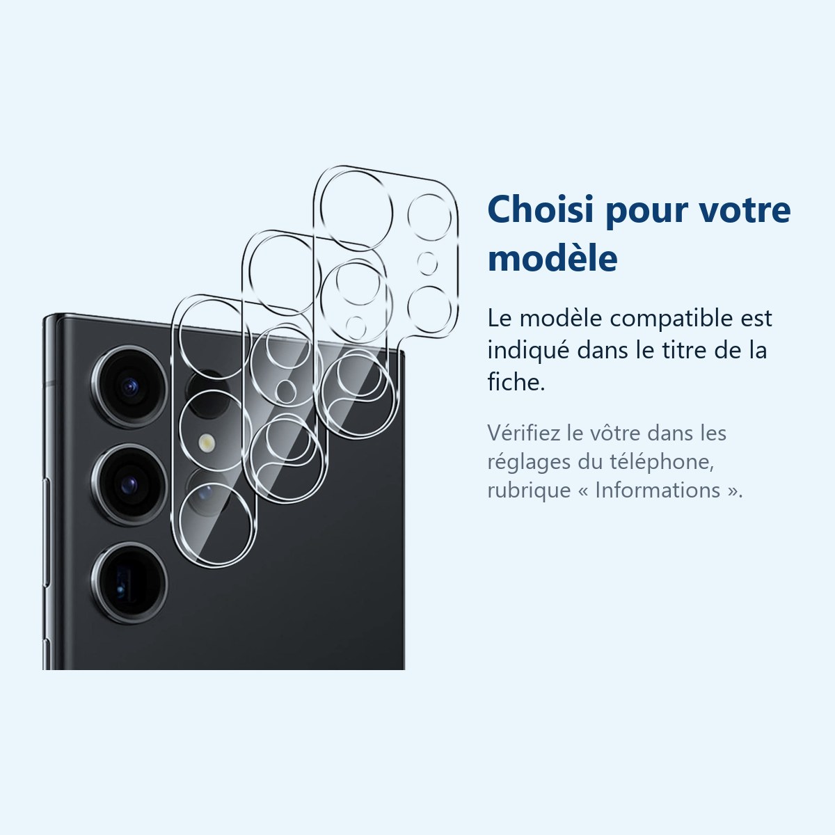 Accessoire ajusté au modèle exact – Verres Protection Camera Arriere Transparent X3 Pour Samsung Galaxy S22 Ultra