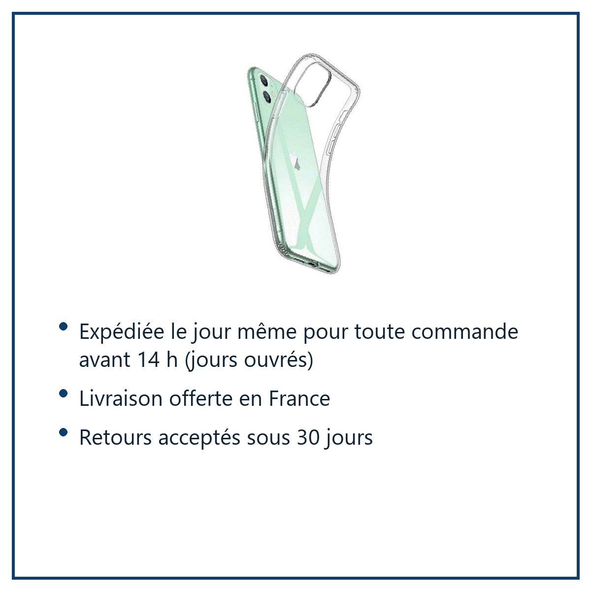 Expédition le jour même, livraison offerte, retours sous 30 jours – Coque Silicone pour iPhone 11 Etui de Protection Transpar