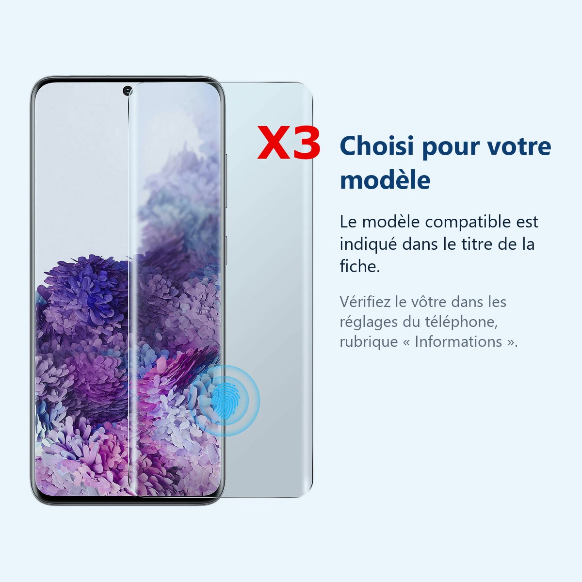 Accessoire ajusté au modèle exact – Verres Trempe Haute Resistance Pour Samsung S20Plus Pack X3 Protection Ecran