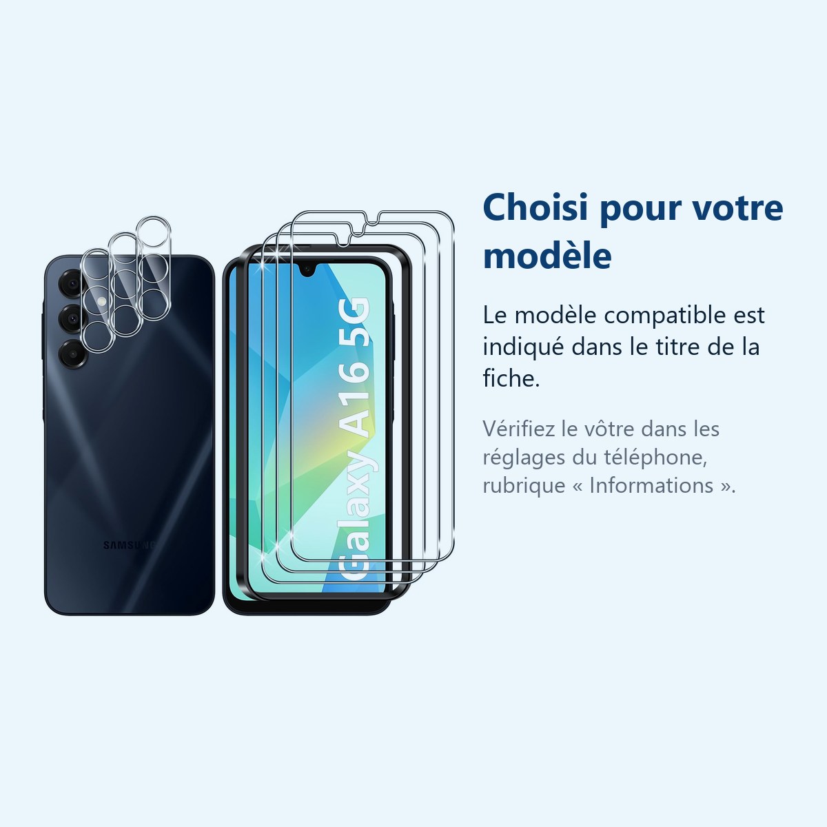 Accessoire ajusté au modèle exact – Verre Trempe et Protection Camera Arriere Transparent X3 Pour Samsung Galaxy A16