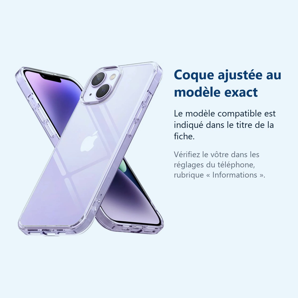 Accessoire ajusté au modèle exact – Coque Silicone Transparente Pour Apple iPhone 14 Plus