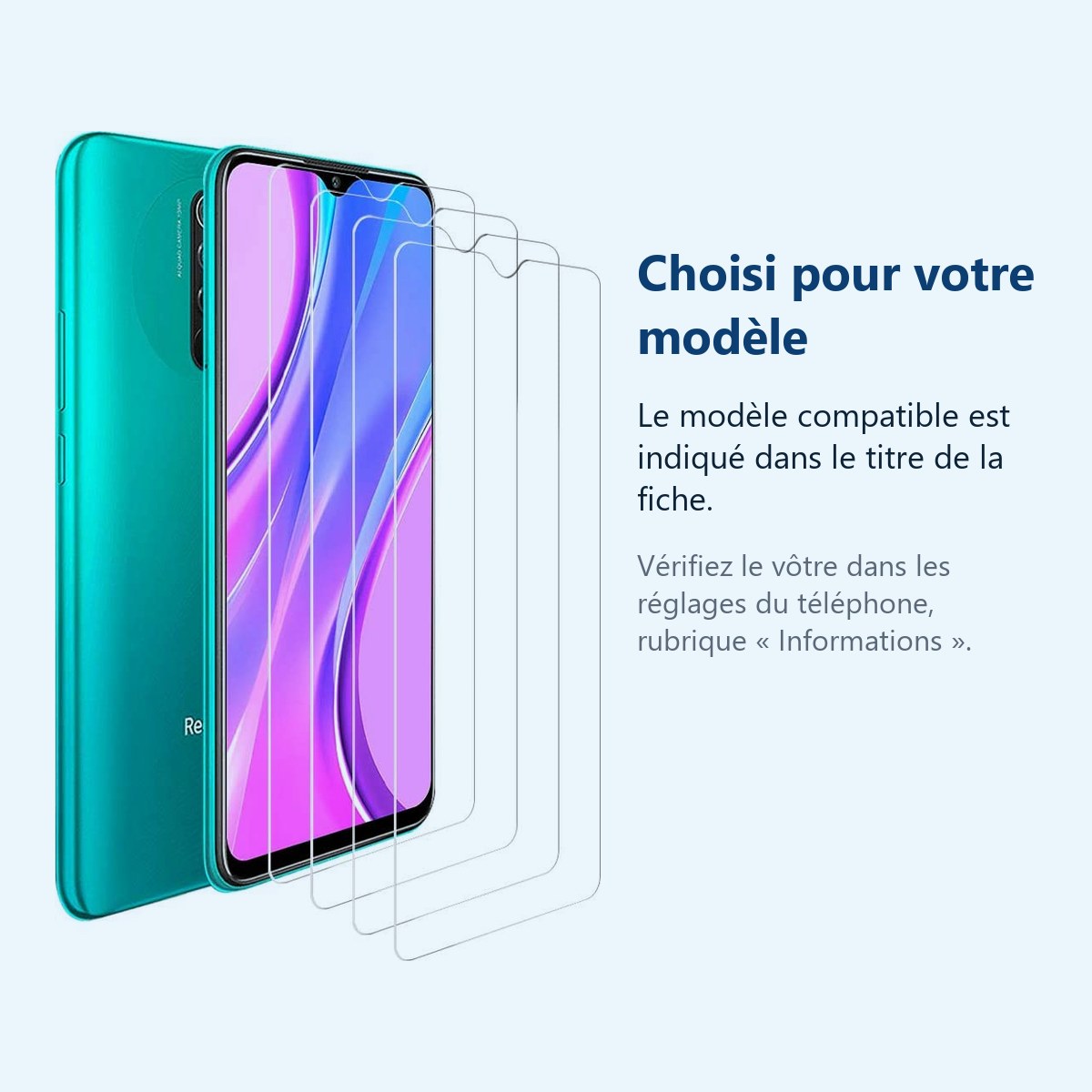 Accessoire ajusté au modèle exact – Pack X3 Vitres Protection Ecran Pour XIAOMI REDMI 9 / 9A / 9C