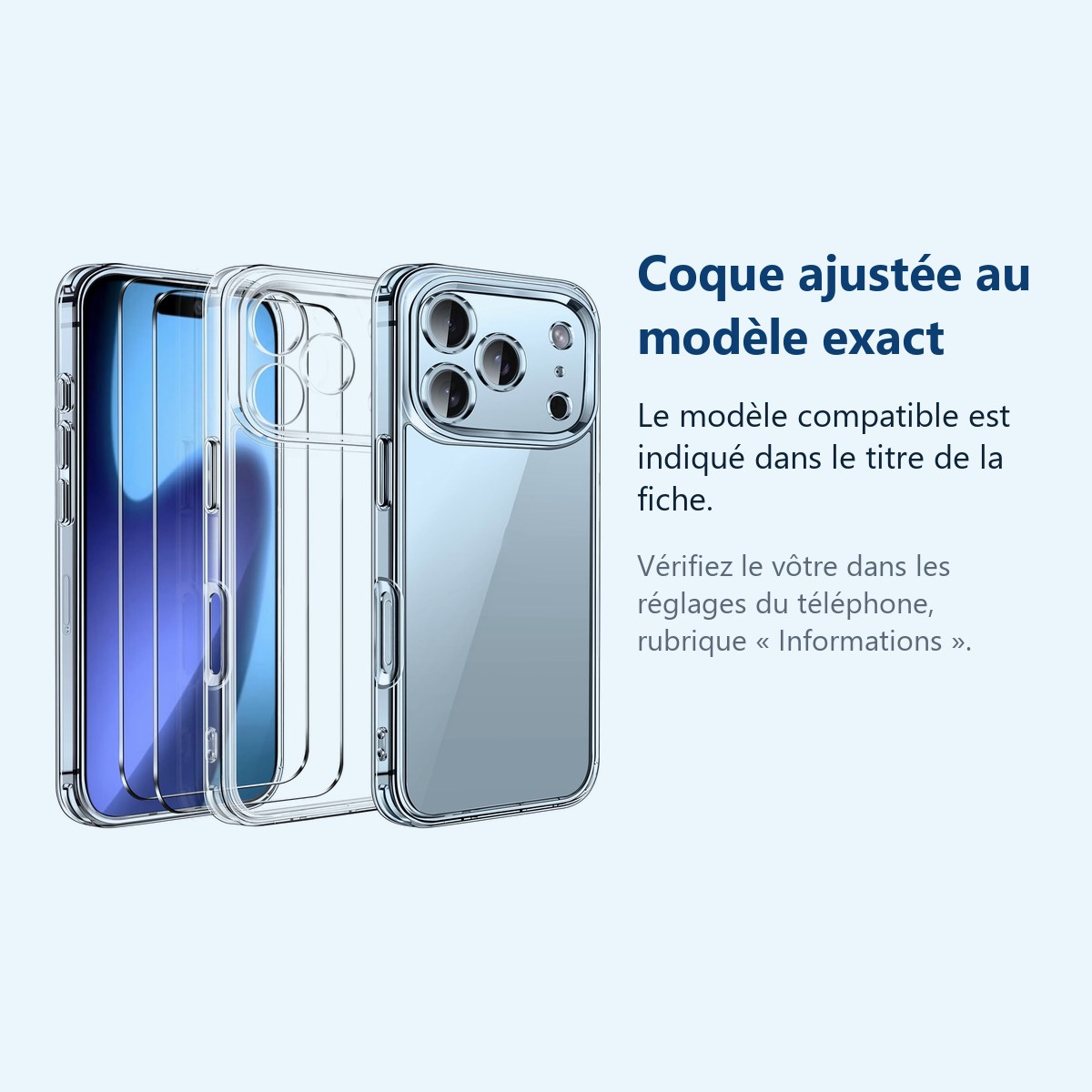 Accessoire ajusté au modèle exact – Coque Silicone Transparente + 2 Verres Trempes Pour iPhone 17 Pro Max