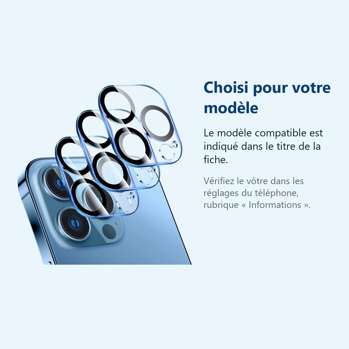 Accessoire ajusté au modèle exact – Verres Protection Camera Arriere X3 Pour iPhone 13 Pro Max