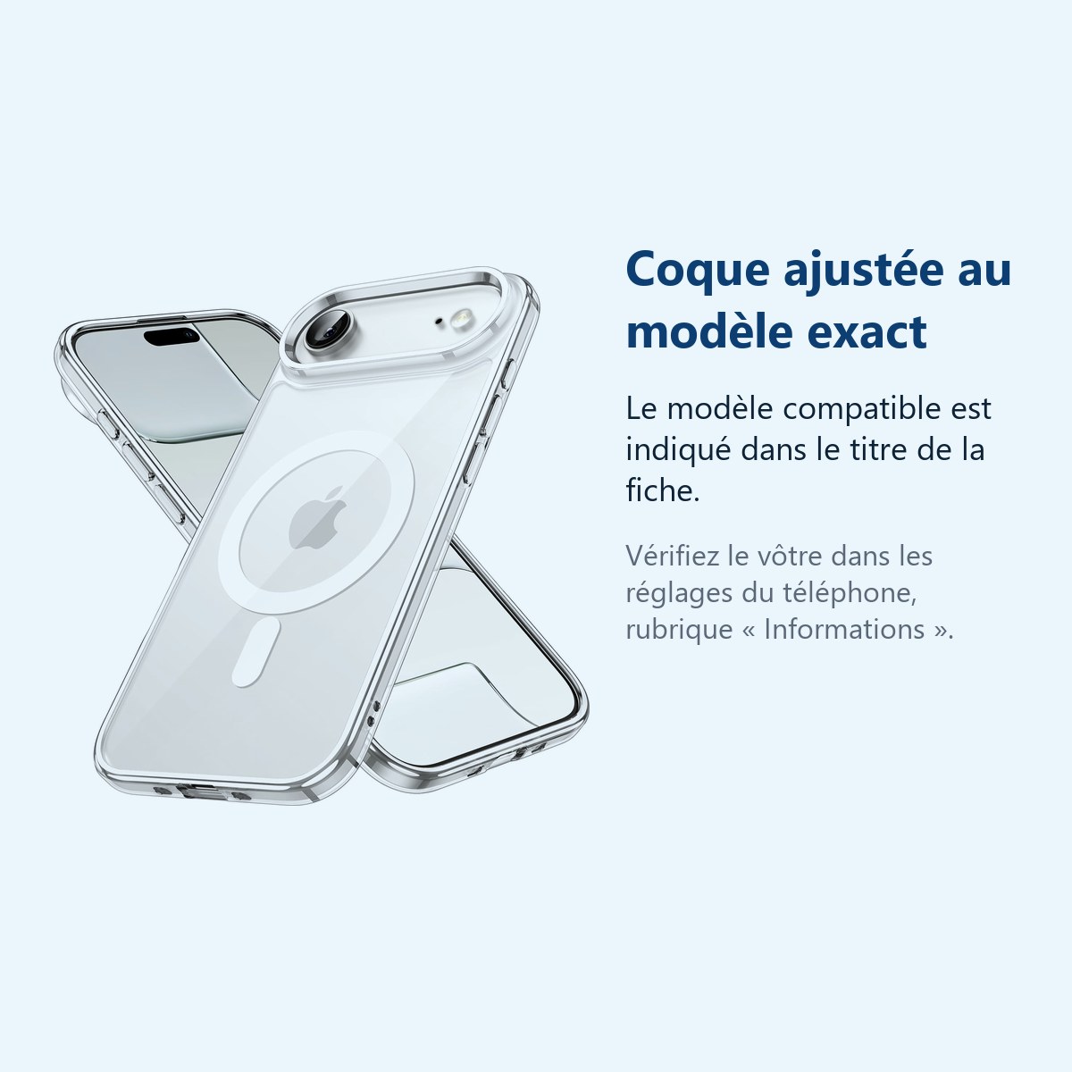 Accessoire ajusté au modèle exact – Coque Silicone Transparente Compatible Magsafe Pour iPhone 17 Air