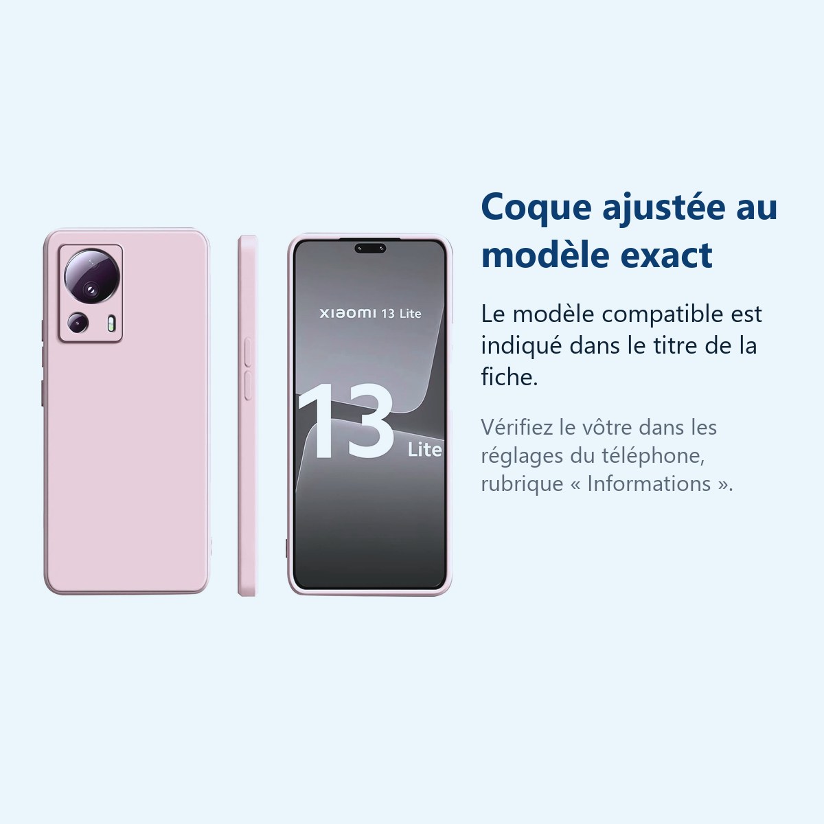Accessoire ajusté au modèle exact – Coque Silicone Rose Pour Xiaomi 13 Lite