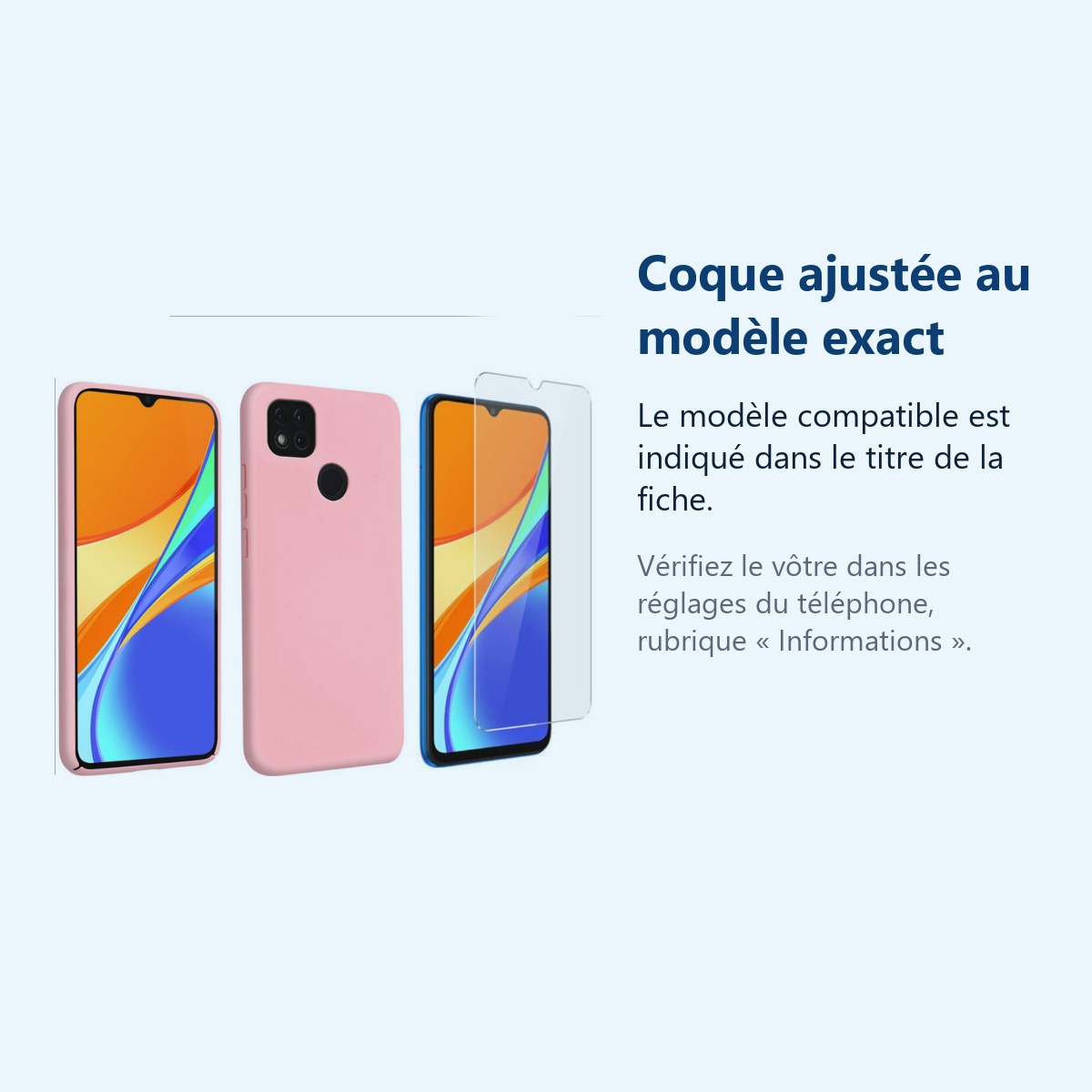 Accessoire ajusté au modèle exact – Coque Silicone Couleur Rose + Verre Trempe Pour Xiaomi Redmi 9C / 9C NFC