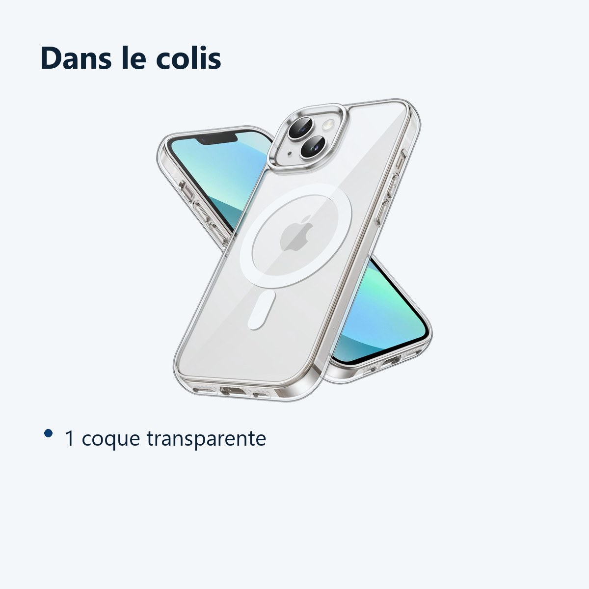 Contenu du colis – Coque Silicone Transparente Compatible Magsafe Pour iPhone 13 Mini