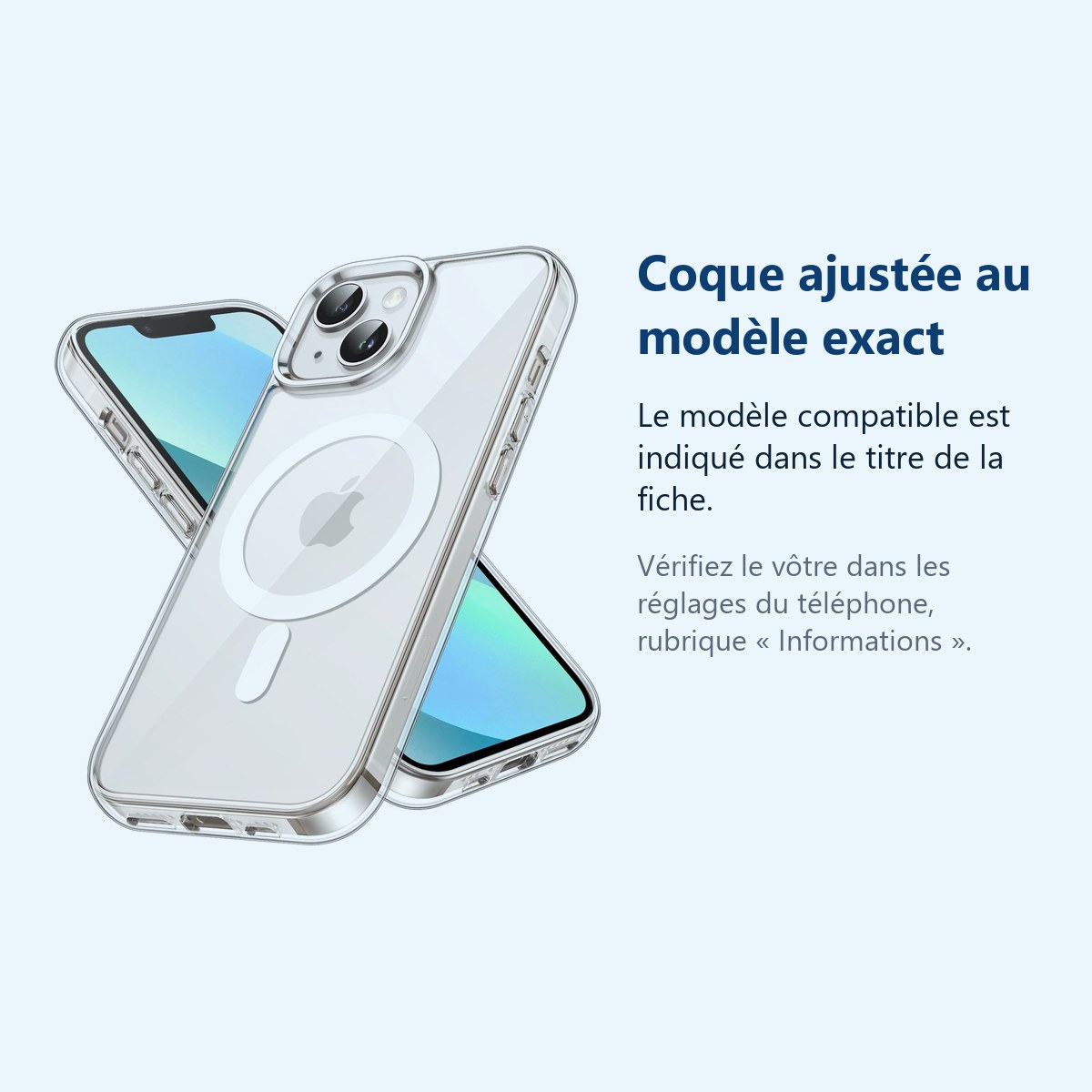 Accessoire ajusté au modèle exact – Coque Silicone Transparente Compatible Magsafe Pour iPhone 13 Mini