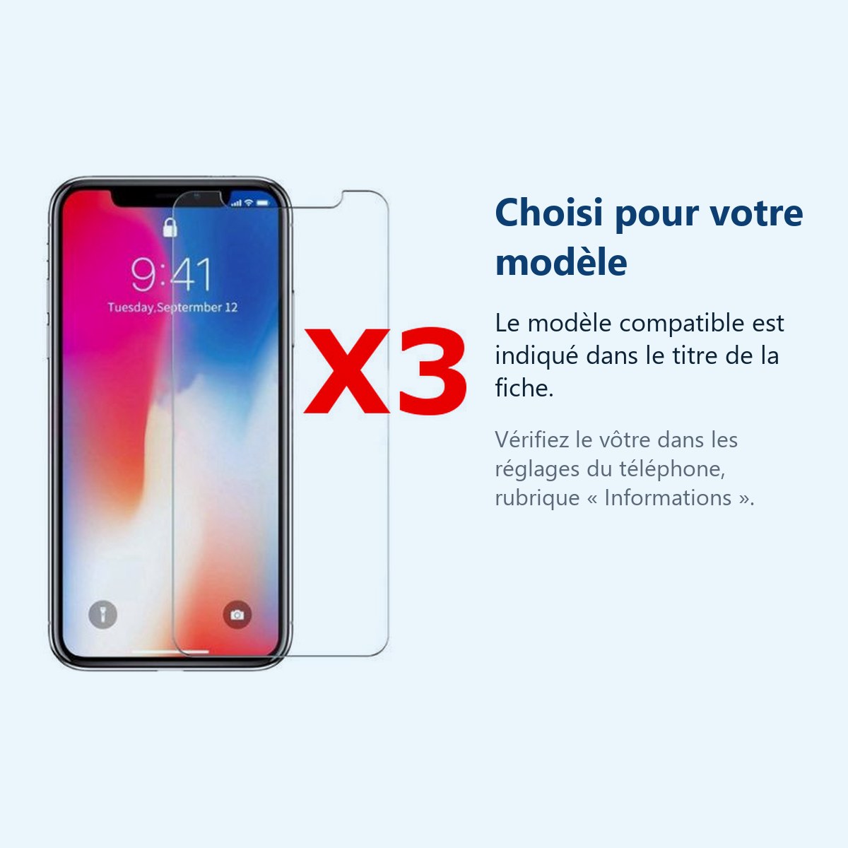 Accessoire ajusté au modèle exact – X3 Protection écran pour iPhone X / iPhone 10, Verre Trempé Ultra Clair et Résistant Film