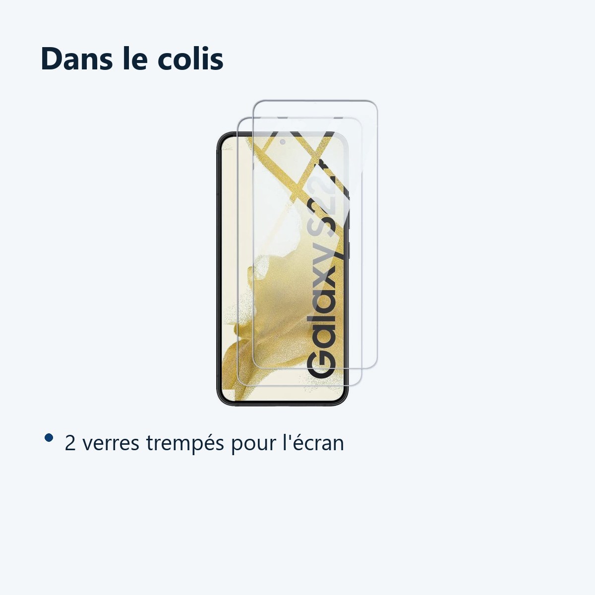 Contenu du colis – 2x Films Verres Trempes Pour Samsung Galaxy S22 PLUS 5G
