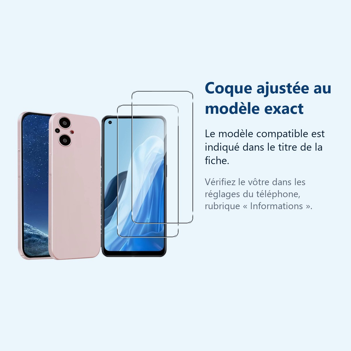 Accessoire ajusté au modèle exact – Coque Silicone Couleur Rose + 2 Verres Trempes Pour Oppo Reno 8 Lite 5G
