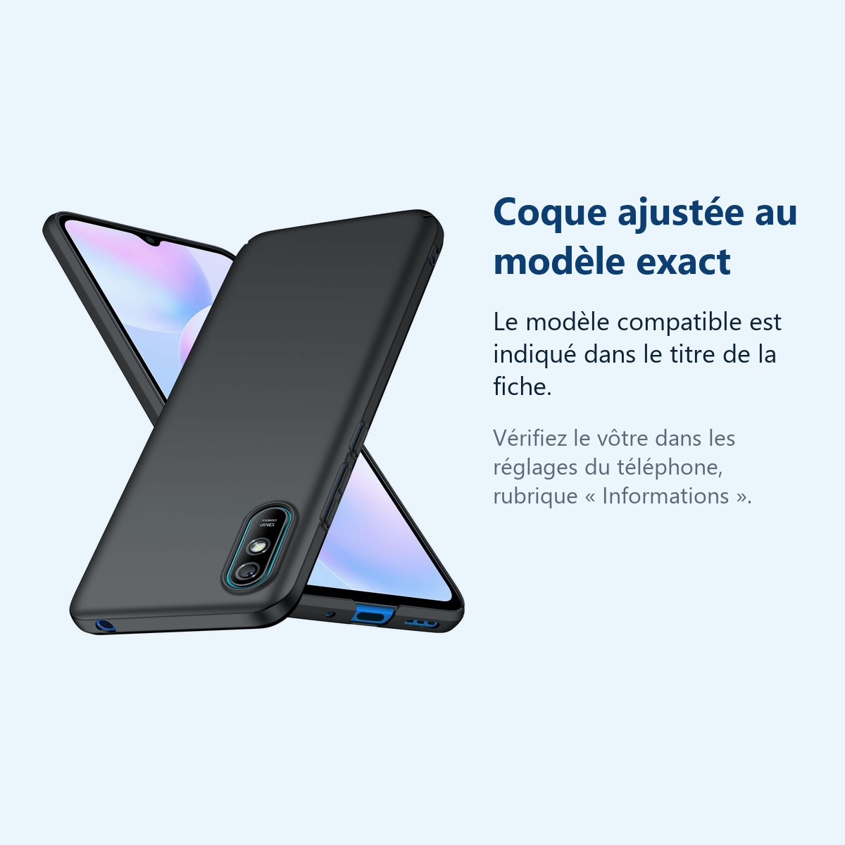 Accessoire ajusté au modèle exact – Coque Silicone Noir Pour Xiaomi Redmi 9A