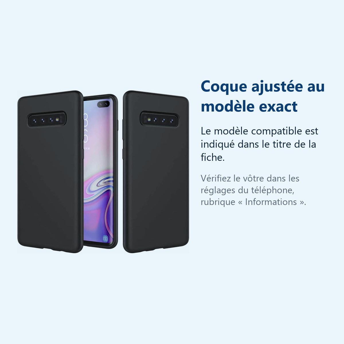 Accessoire ajusté au modèle exact – Coque Silicone Pour Samsung S10 Couleur Noir Haute Protection