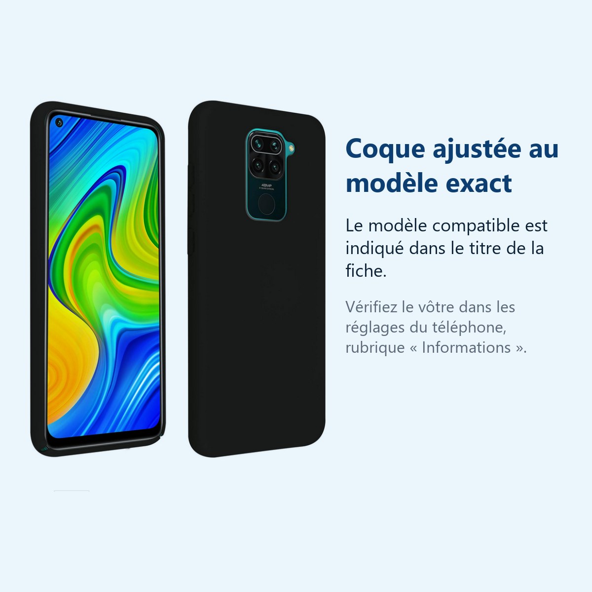 Accessoire ajusté au modèle exact – Coque Silicone Couleur Noir Pour Xiaomi Redmi Note 9S / Redmi Note 9 Pro