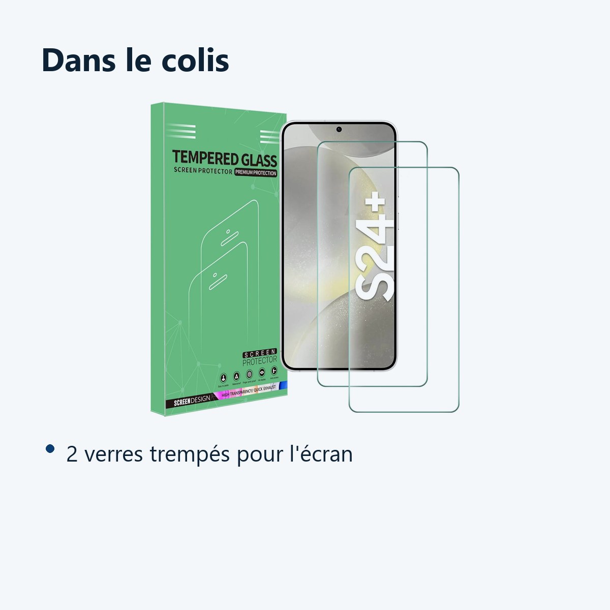 Contenu du colis – Verres Trempes X2 Pour Samsung Galaxy S24 Plus