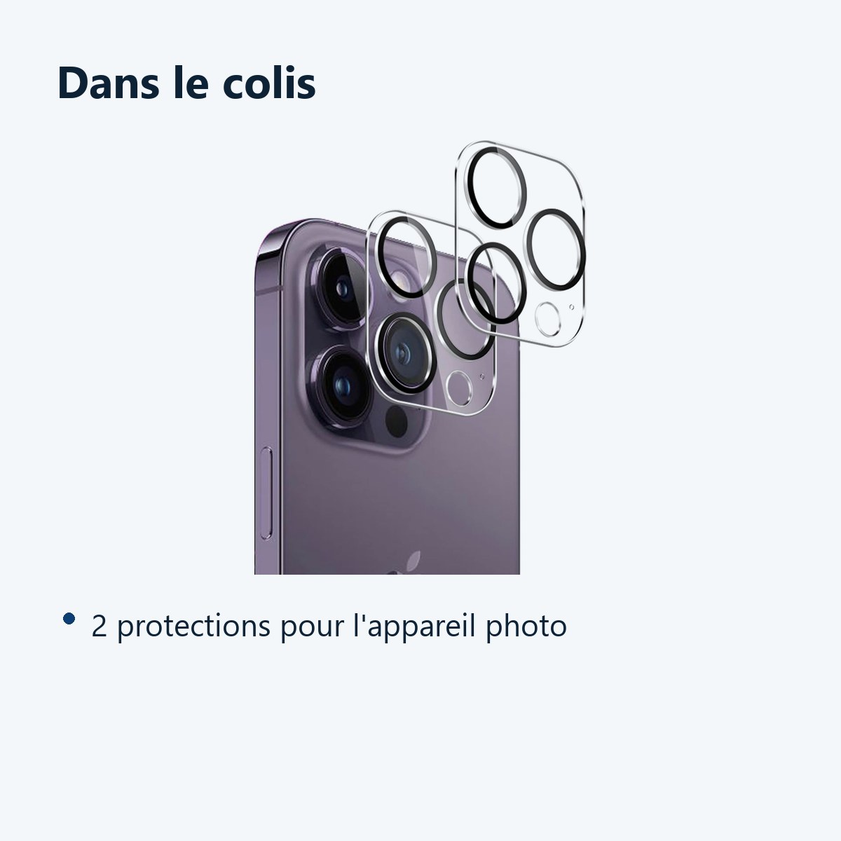 Contenu du colis – Verres Protection Camera Arriere X2 Pour iPhone 14 Pro Max