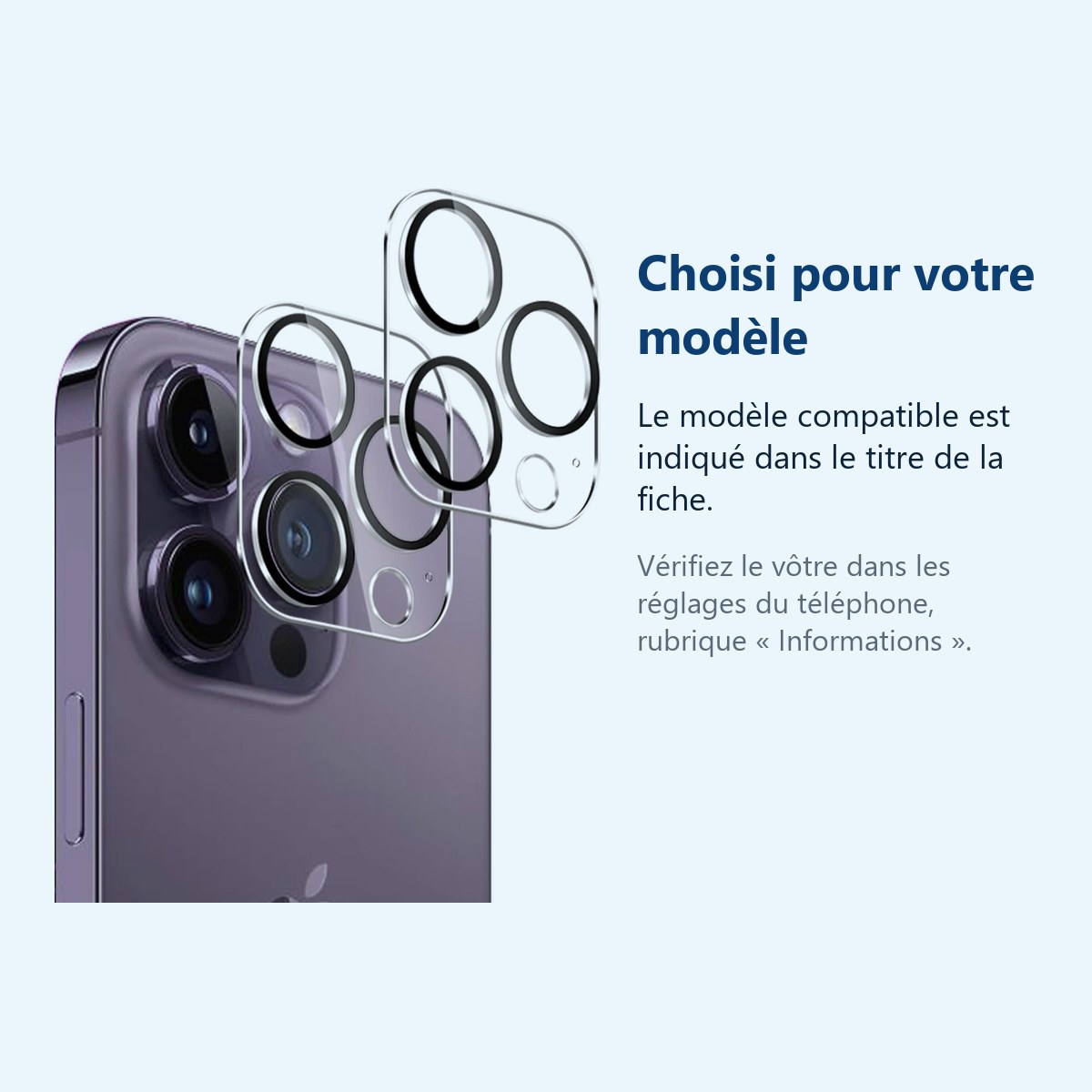 Accessoire ajusté au modèle exact – Verres Protection Camera Arriere X2 Pour iPhone 14 Pro Max