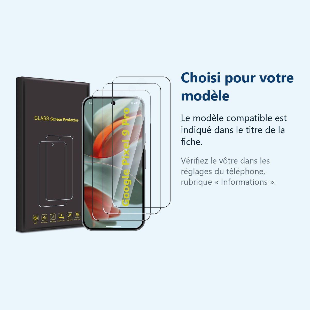 Accessoire ajusté au modèle exact – Verres Trempes X3 Pour Google Pixel 9 Pro