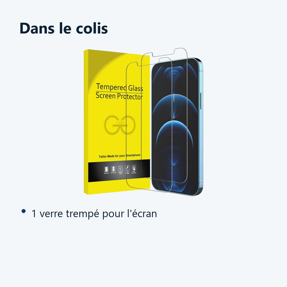 Contenu du colis – Verre Trempé pour iPhone 12 Pro Max (6,7 pouces) [Pack 2] Film Vitre Protection Ecran