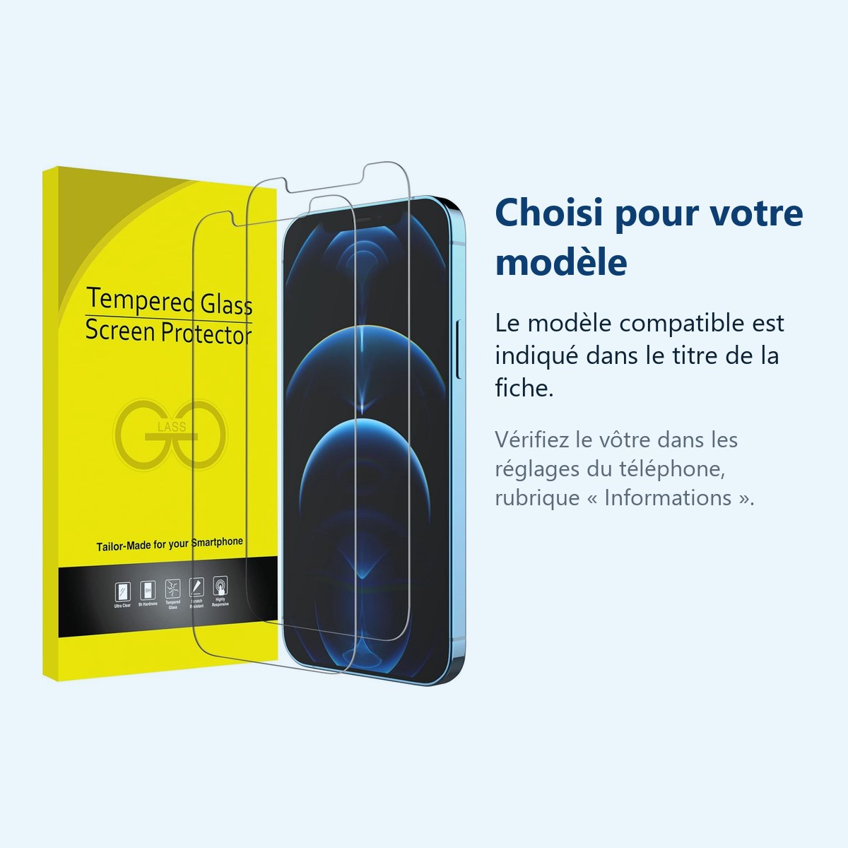Accessoire ajusté au modèle exact – Verre Trempé pour iPhone 12 Pro Max (6,7 pouces) [Pack 2] Film Vitre Protection Ecran
