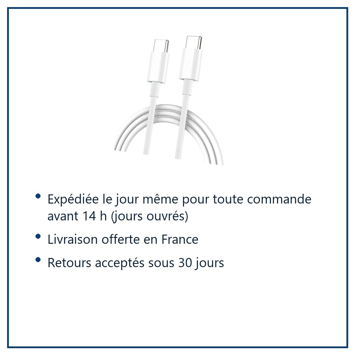 Expédition le jour même, livraison offerte, retours sous 30 jours – Cable de charge USB Type C vers USB Type C pour Samsung H