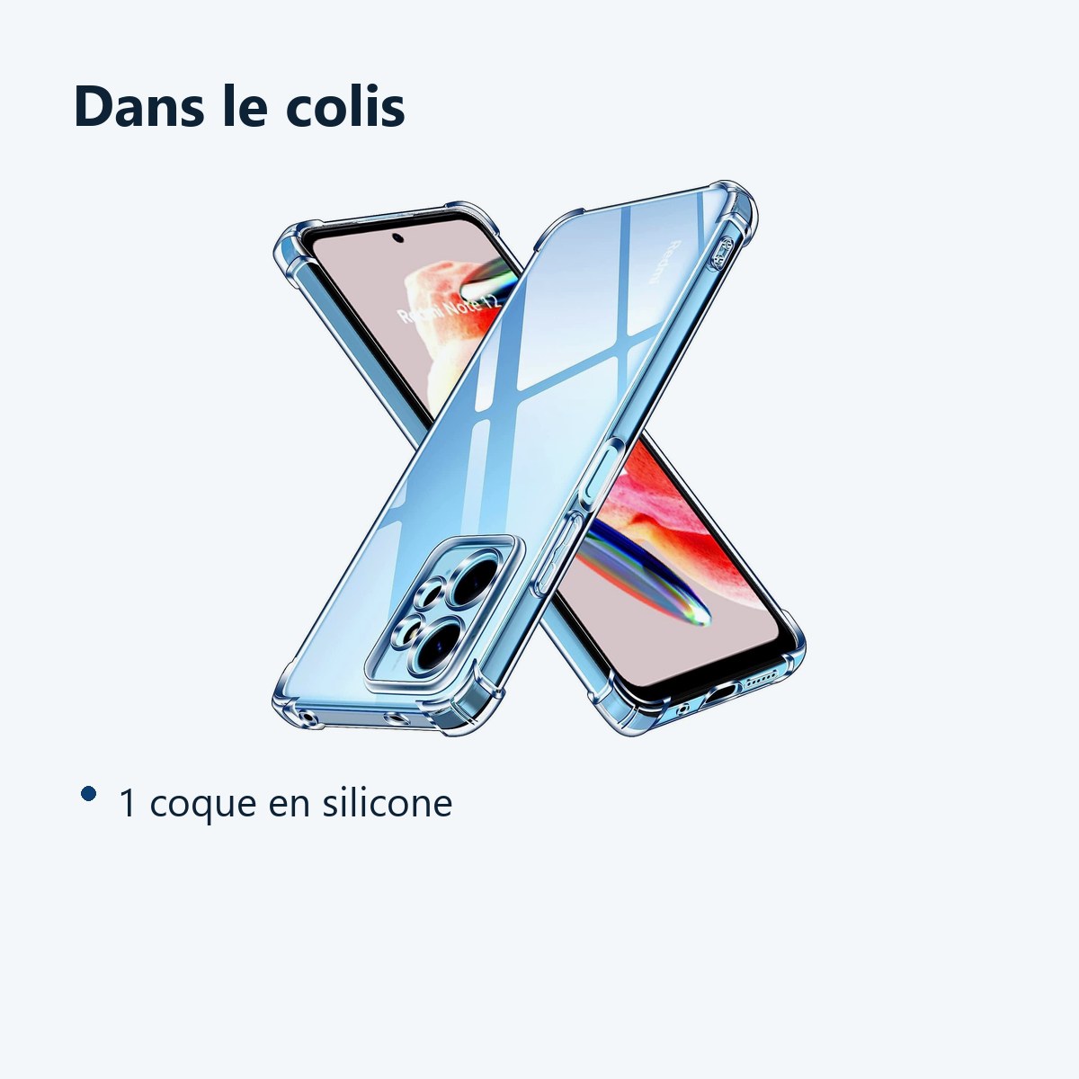 Contenu du colis – Coque Silicone 4 Coins Renforces Pour Xiaomi Redmi Note 12 4G