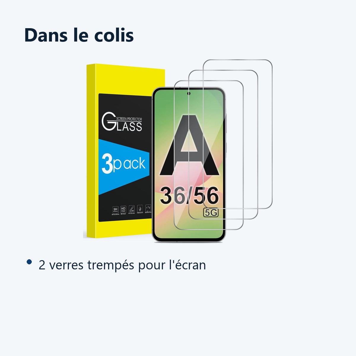 Contenu du colis – Verres Trempes X3 Pour Samsung Galaxy A56 5G