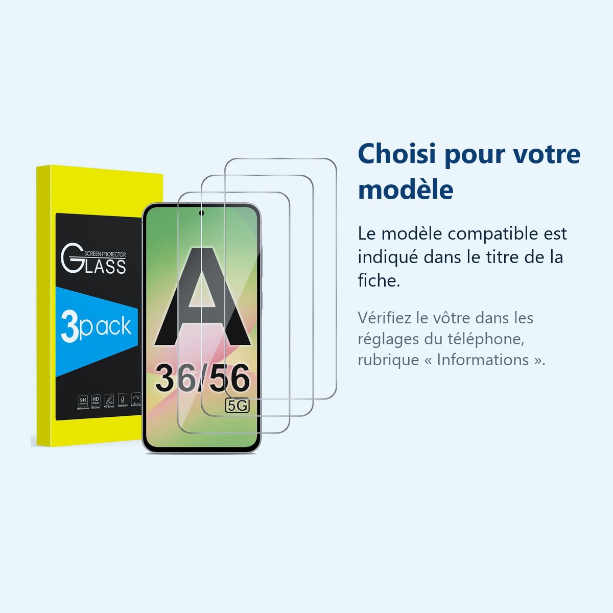 Accessoire ajusté au modèle exact – Verres Trempes X3 Pour Samsung Galaxy A56 5G
