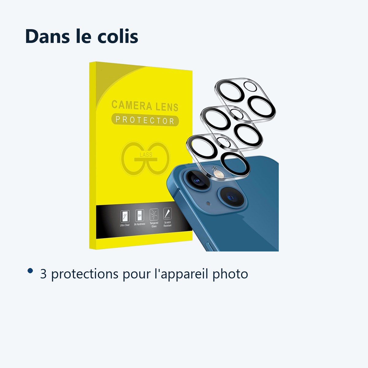 Contenu du colis – Verres Protection Camera Arriere X3 Pour iPhone 13