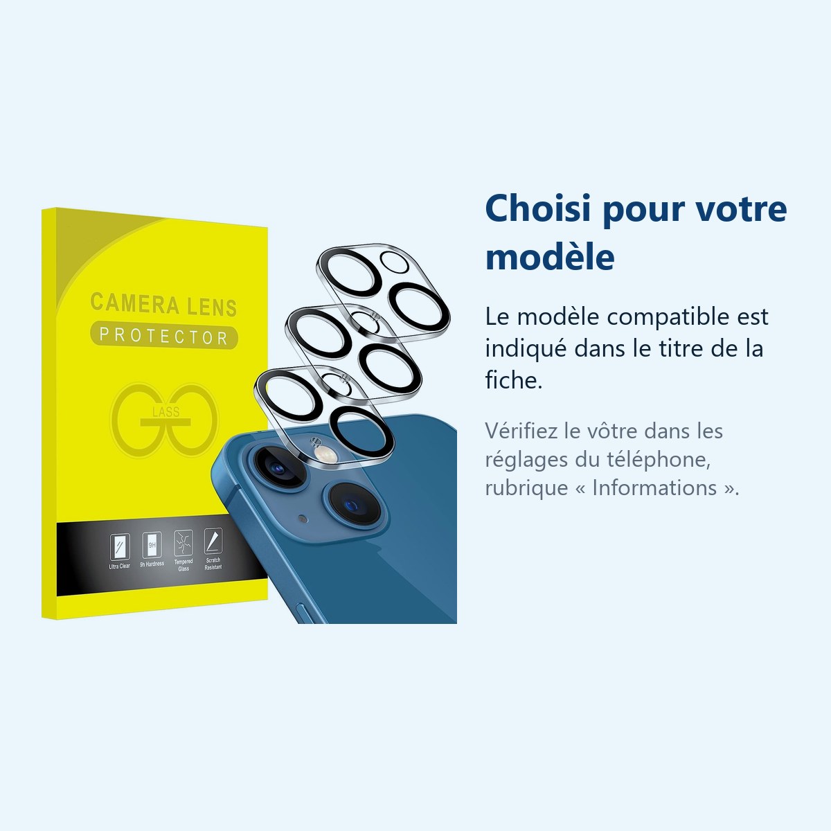 Accessoire ajusté au modèle exact – Verres Protection Camera Arriere X3 Pour iPhone 13