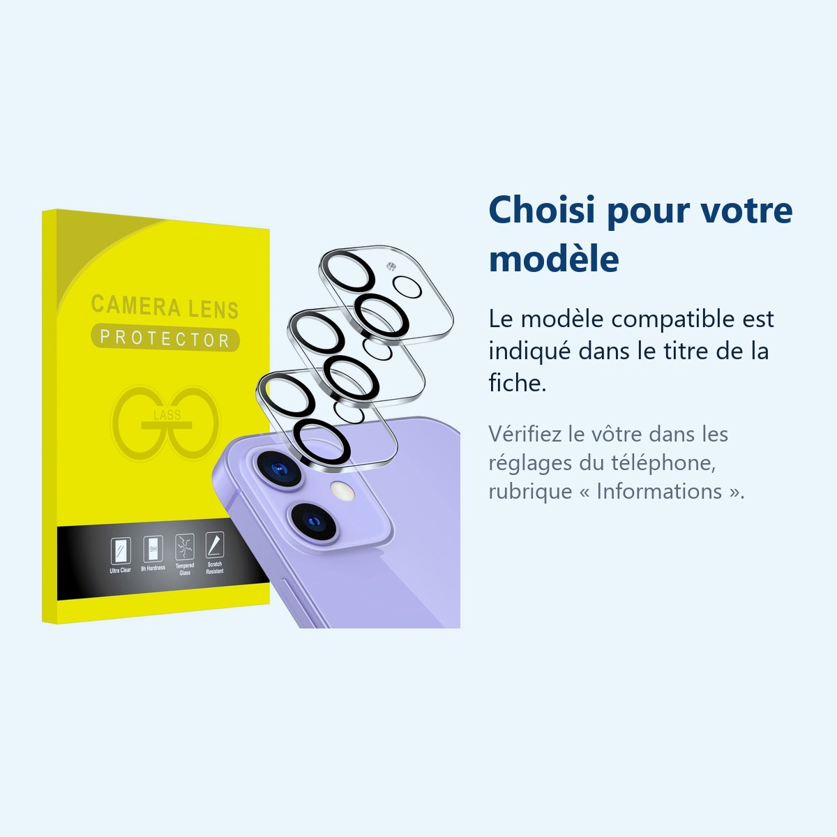 Accessoire ajusté au modèle exact – Verres Protection Camera Arriere X3 Pour iPhone 11