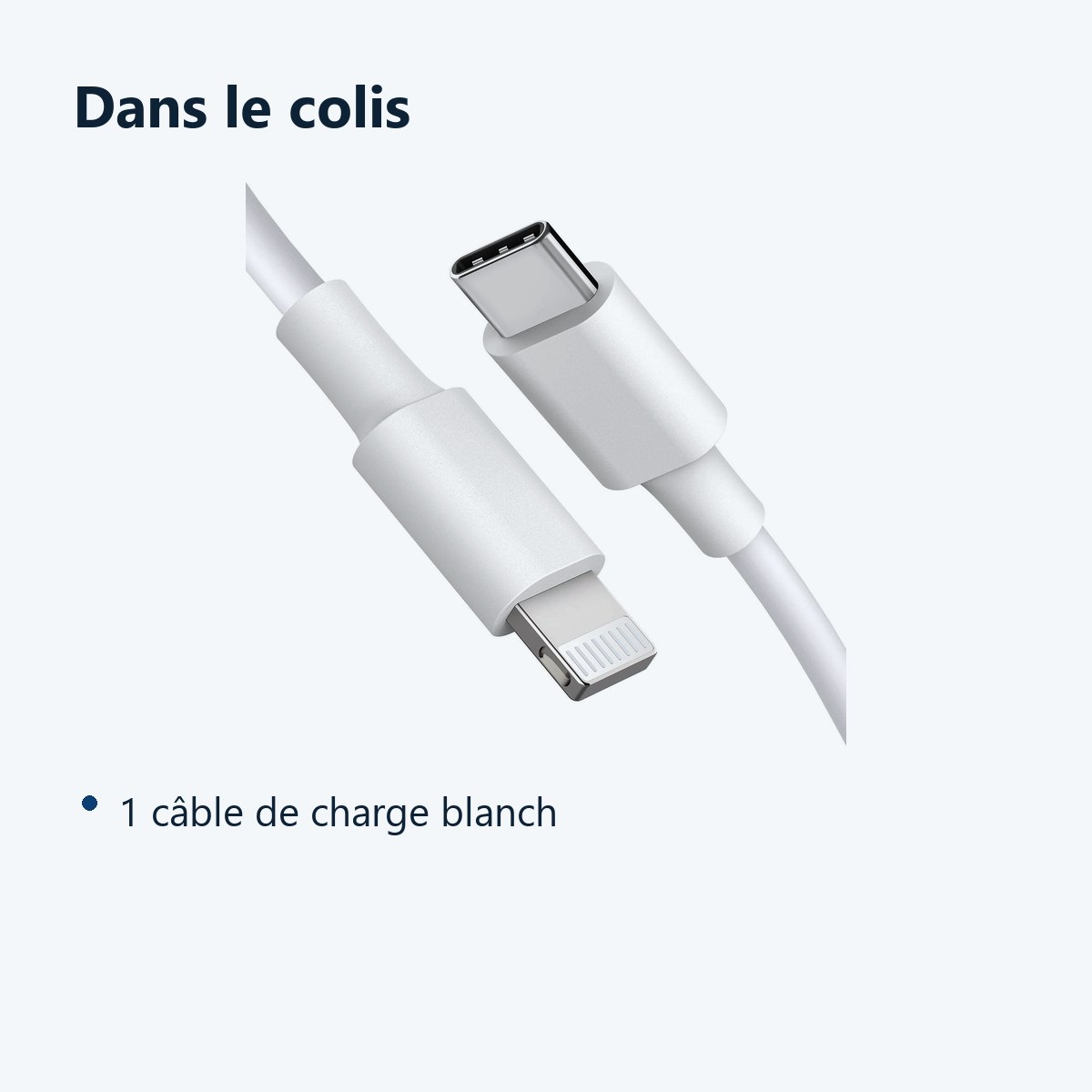 Contenu du colis – Cable USB-C vers Lightning 1 m Blanc Pour Apple iPhone iPad
