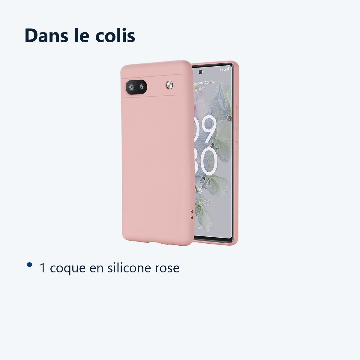 Contenu du colis – Coque Silicone Couleur Rose Pour Google Pixel 6A