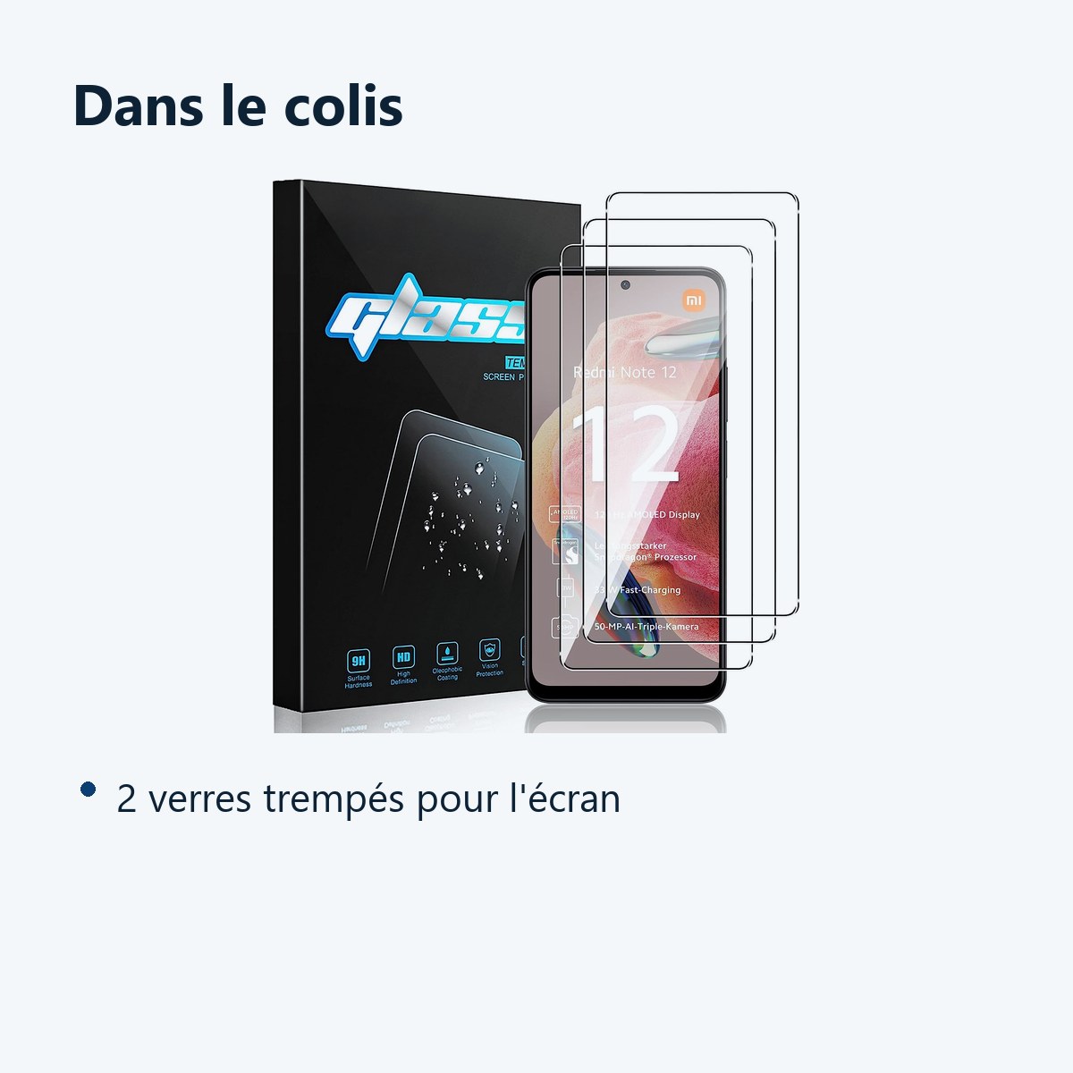 Contenu du colis – Verres Trempes X3 Pour Xiaomi Redmi Note 12 4G