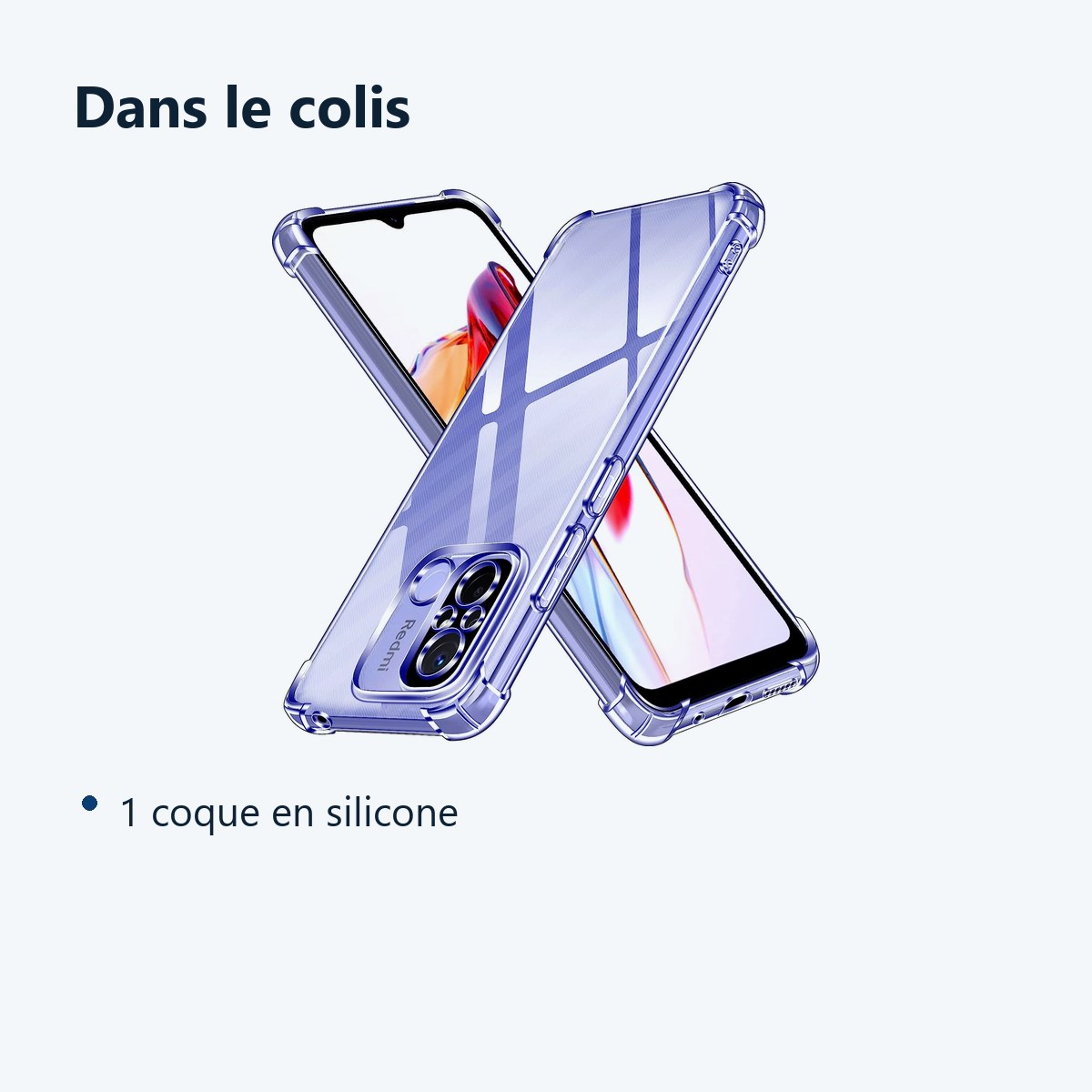 Contenu du colis – Coque Silicone 4 Coins Renforces Pour Xiaomi Redmi 12C / 11A