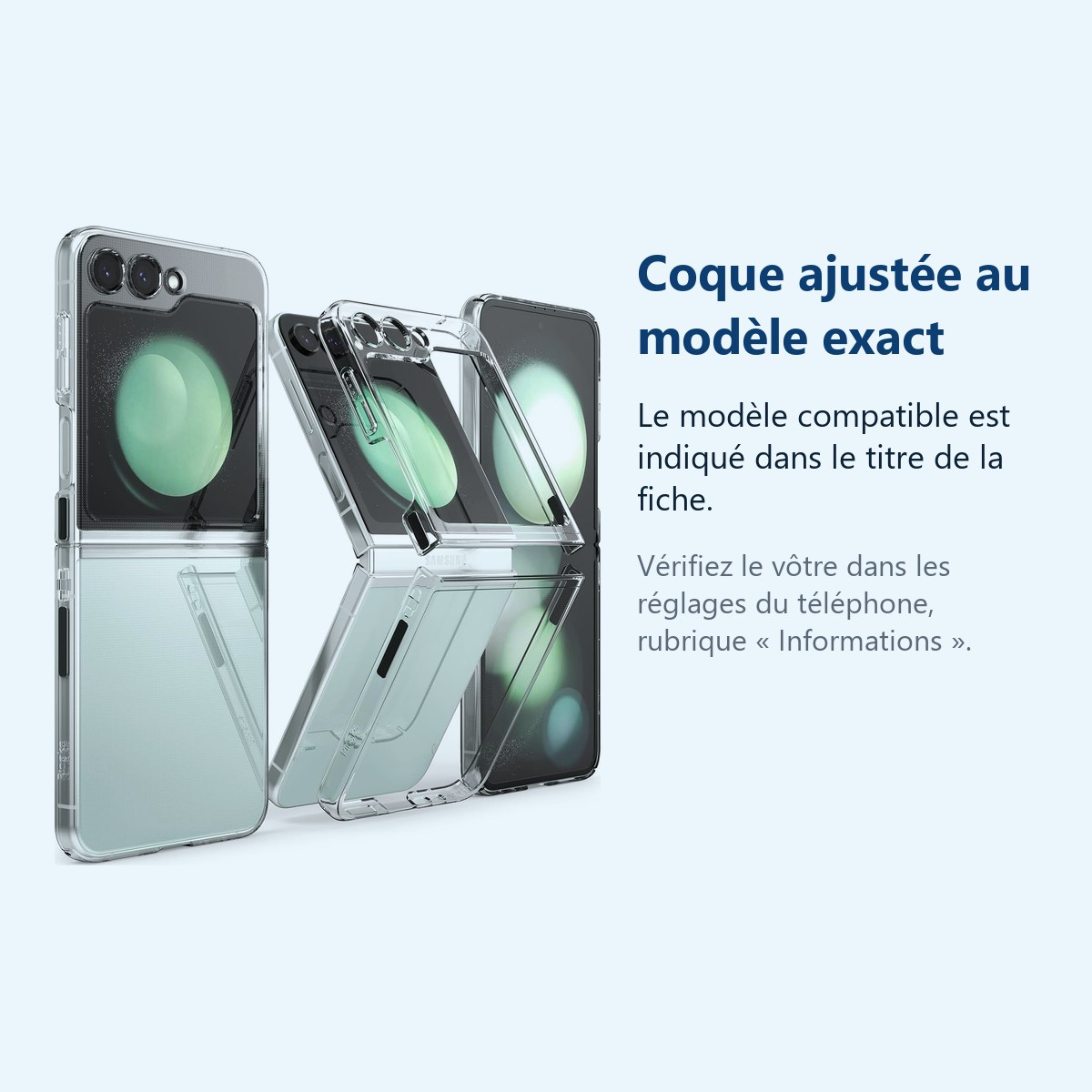 Accessoire ajusté au modèle exact – Coque Silicone Transparente Pour Samsung Z Flip 5 5G