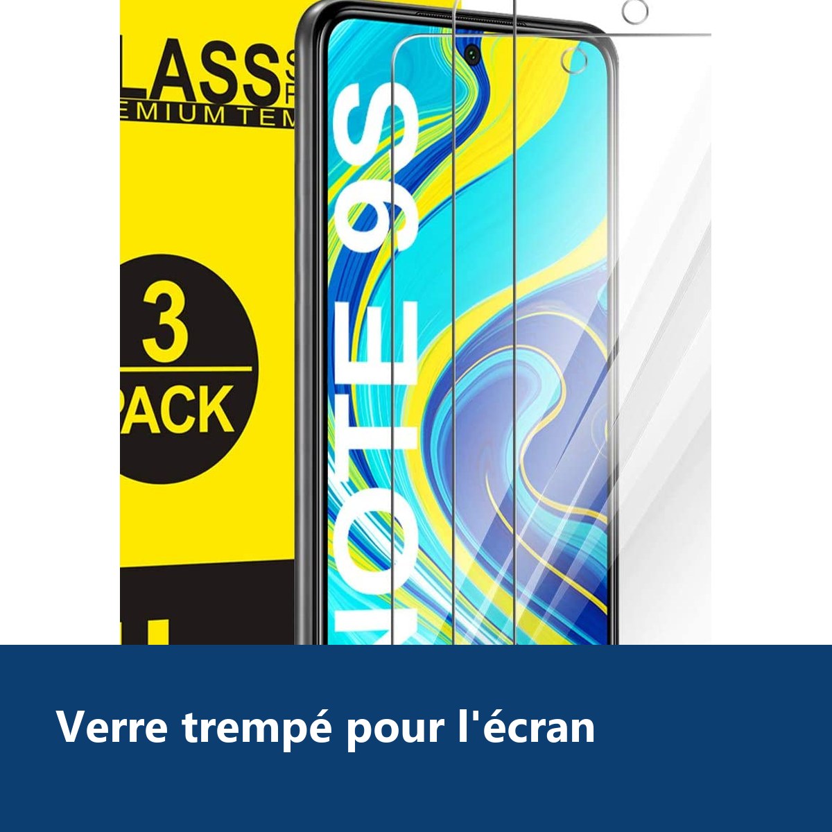 Vue de détail – Verres Trempe Haute Resistance Pour Xiaomi Redmi Note 9S /9 Pro / 9 Pro Max Pack X3 Protection Ecran