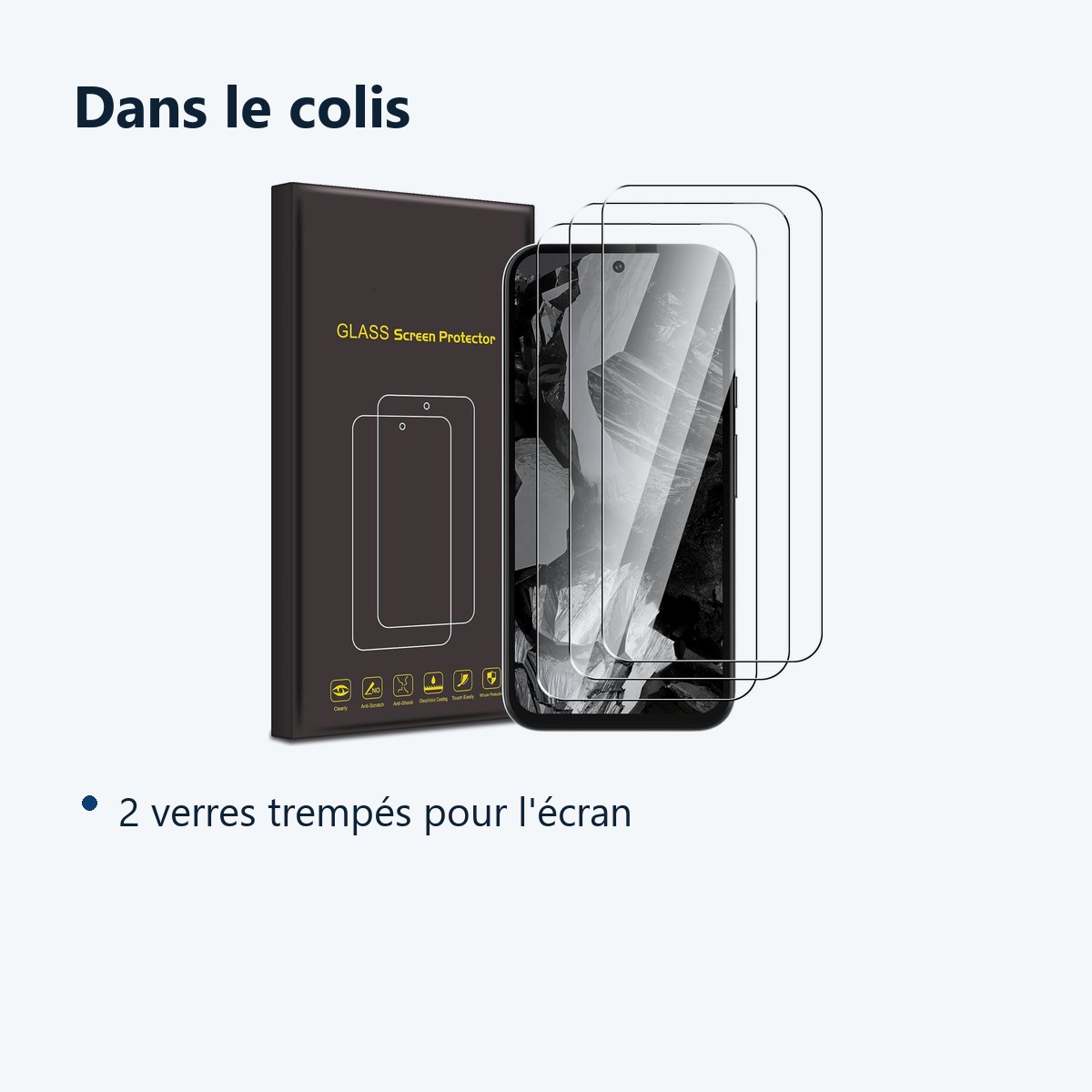 Contenu du colis – Verres Trempes X3 Pour Google Pixel 8a