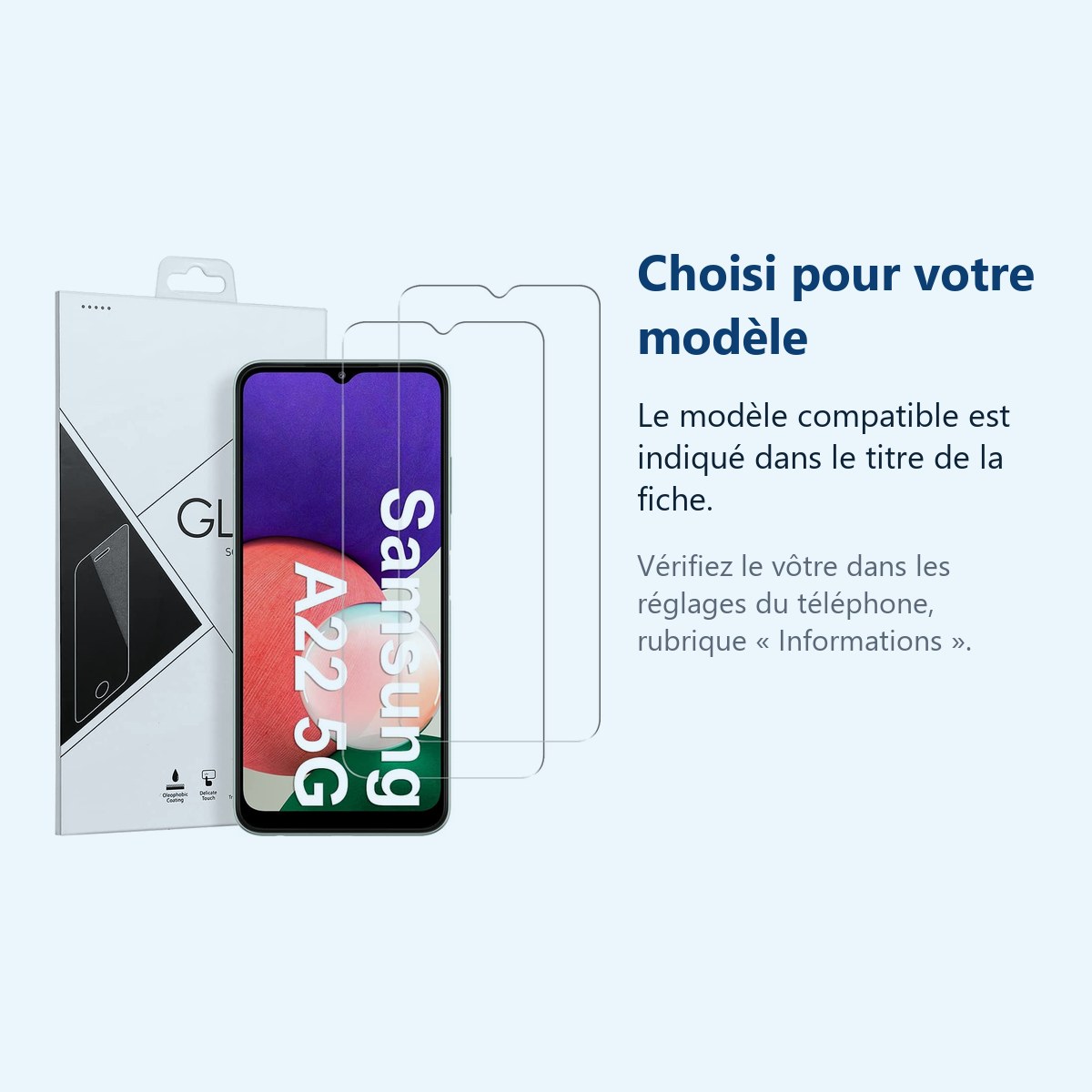Accessoire ajusté au modèle exact – Verres Trempes X2 Pour Samsung A22 5G