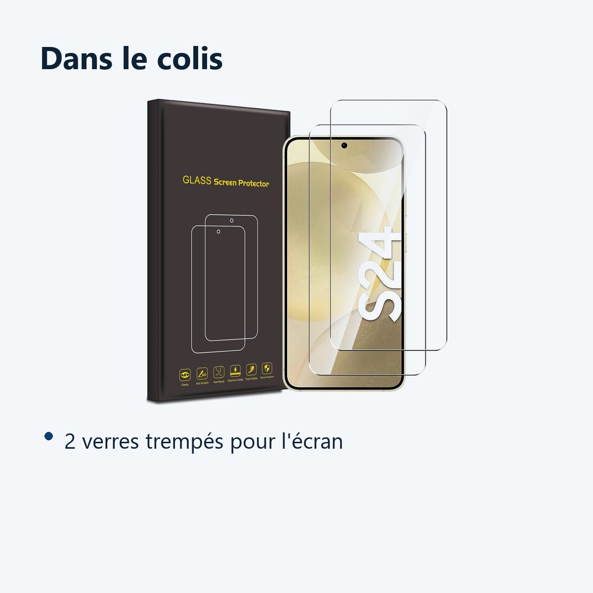 Contenu du colis – Verres Trempes X2 Pour Samsung Galaxy S24