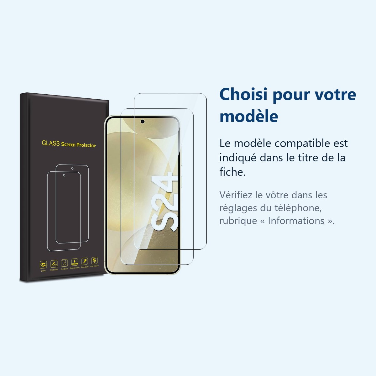 Accessoire ajusté au modèle exact – Verres Trempes X2 Pour Samsung Galaxy S24