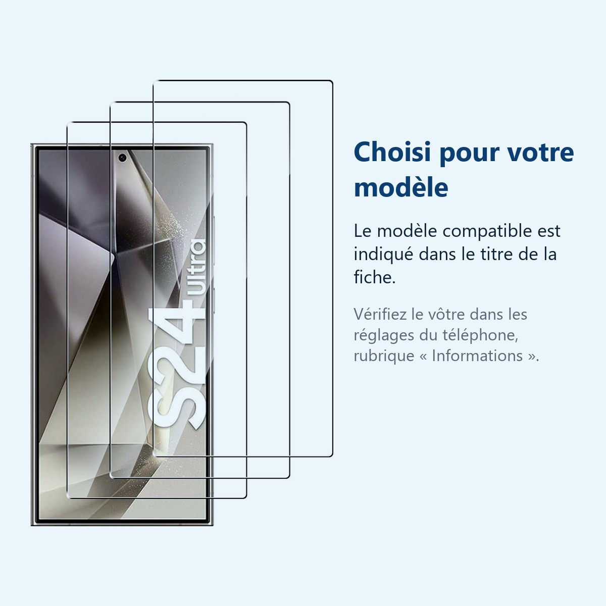 Accessoire ajusté au modèle exact – Verres Trempes X3 Pour Samsung Galaxy S24 Ultra